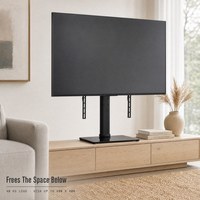 Support TV de table DS304 avec base en verre trempé, hauteur réglable, pivotant à 45 degrés, support métallique pour écrans de 32 à 55 pouces