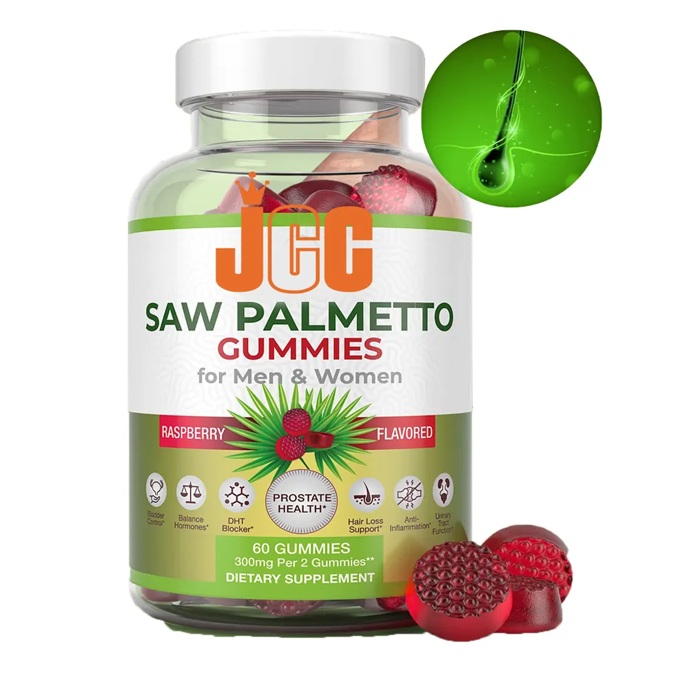 Cao Cấp Saw Palmetto Gummies Cho Rụng Tóc Hỗ Trợ Người Đàn Ông Và Phụ Nữ Sức Khỏe Tuyến Tiền Liệt Và Dht Chặn Vegan Halal Gummies