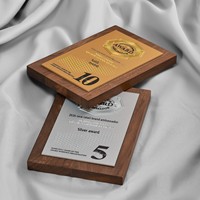 Trophée 3D en bois massif de noyer, plaque de récompense sculptée sur mesure pour la reconnaissance des rencontres annuelles d'entreprise