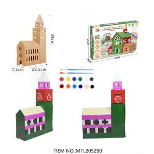 着色クラフトキットアセンブリ3Dペーパープレイハウス手作りDIYグラフィティペインティング段ボールハウス子供用 - Product Image 5