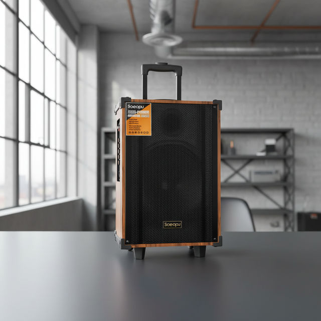 Saeapu TTD-K12 12 Inch Portable Trolley Speaker Wireless Wood Cabinet with RGB LED Lighting