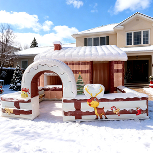 Casa Inflable Navideña con Decoraciones de Bastones de Caramelo, para Jardín Exterior, Eventos y Fiestas, Inflable Navideño - Product Image 1