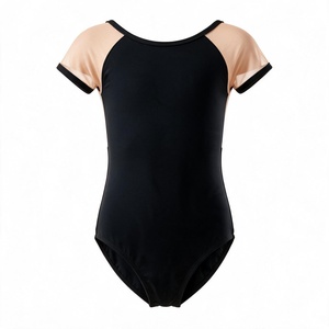 Justaucorps de ballet pour filles, manches courtes en maille, dos ajouré, tenue de danse d'entraînement, costume de scène de gymnastique - Product Image 1