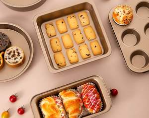 5PCS Steel <b>Bakeware</b> <b>Sets</b> with Round Cake Pan Round Pizza Pan Sheet Pan Reusable Baking <b>Sets</b> for Various Baking Gift - Product Image 3