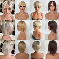 Perruque 100% Cheveux Humains Vierges Naturels, Base en Soie, Courte, Effet Cuir Chevelu Naturel, Coupe Pixie, Couleur Personnalisée, Prix Usine, OEM ODM, Marque Privée