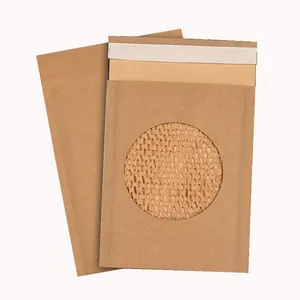 Custom Logo Brown Kraft Paper Envelope Bag Eco-friendly Degradable 3D Honeycombed Boards Padded Kraft Paper Mailer Bag