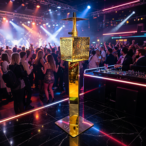 Cachimba de lujo con acabado de espejo cuadrado tipo linterna, 88 cm, de aluminio con iluminación LED, set de cachimba árabe tipo bolígrafo, en stock - Product Image 5