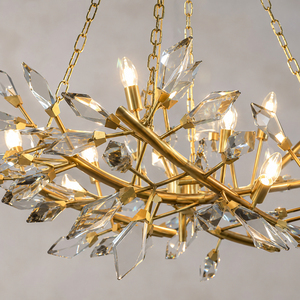 Lámpara de techo de cristal contemporánea con diseño de ramas irregulares, cadena de suspensión ajustable para comedor, lámpara colgante para el hogar. - Product Image 2