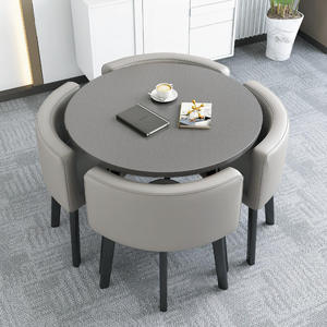 Luxury Modern Round Dining <strong>Table</strong> with 4 Convertible Chairs Nordic Fashion Home Furniture for Kitchen or Coffee <strong>Mesas</strong> De Jantar - Product Image 3