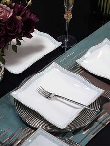 <span class=keywords><strong>Service</strong></span> de table de luxe en porcelaine fine à bord doré, <span class=keywords><strong>72</strong></span> <span class=keywords><strong>pièces</strong></span>, style européen, <span class=keywords><strong>vaisselle</strong></span> blanche pour mariage et banquet - Product Image 5