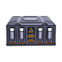 Nouveau chargeur de bureau multifonctionnel ignifuge au nitrure de gallium 550W pour ports USB, câble rétractable, charge rapide PD