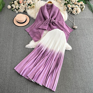 Set di abbigliamento donna donna 2 pz <span class=keywords><strong>Sexy</strong></span> maglione e abiti manica lunga Patchwork invernale - Product Image 3