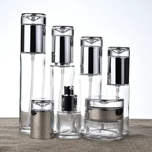skincare packaging set 20ml 30ml 40ml 50ml 60ml 80ml 100ml 120ml cosmetic glass lotion spray bottle and cream jar for serum
