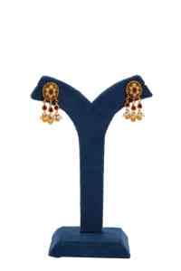 Ensemble de collier Kundan plaqué or traditionnel avec chaîne de perles, pendentif en pierre rose et boucles d'oreilles assorties, bijoux de mariée indiens - Product Image 2