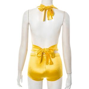 Viviblook D25ST250 2025 New Women's Sexy Halter Swinging Collar Lace up Top <b>Tight</b> <b>Shorts</b> Two Piece Set - Product Image 4