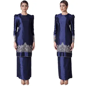 Traditional Muslim Clothing Accessories Fashionable Baju Kurung Moden With Lace Muslim Abaya Dress For Women