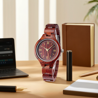 Bracelet en bois de santal rouge pour femme TJW, montre en bois de luxe, montre élégante pour femme