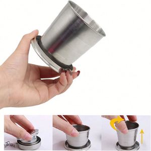 Taza Plegable de Acero Inoxidable, Taza Portátil para Beber Agua, Tazas Telescópicas Retráctiles y Plegables para Viajes al Aire Libre con Llavero - Product Image 6
