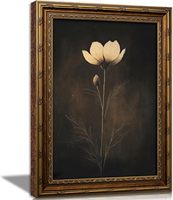 Décoration Murale Florale Vintage Dorée Style Dark Academia, Impression Botanique Blanche Ambiance Sombre pour Salon Chambre OEM ODM
