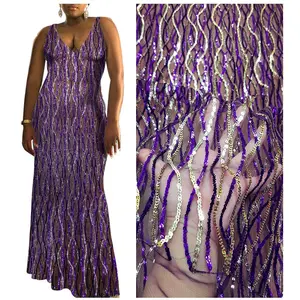 2020 亮片织物网布类型和蕾丝法国网布与亮片女士婚纱礼服蕾丝