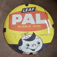Panneaux en émail et porcelaine vintage, motifs PAL LEAF, publicités pour chewing-gum, essence, huile, voiture, réductions, vente en gros