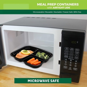 Boîtes à lunch jetables en plastique pour micro-ondes, à 3 compartiments, pour la préparation des repas - Product Image 4