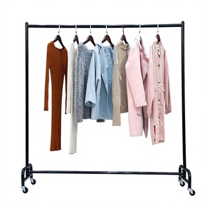 Modern Freestanding Garment Rack With Wheels Portable Metal <b>Clothes</b> Display Stand For Coats Vertical Single Rail Pre Assembled - Product Image 1