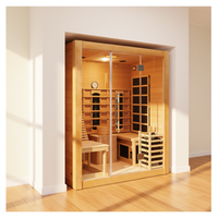 Sauna sec d'intérieur en bois de pruche avec porte vitrée, assemblage en kit pour 3-4 personnes