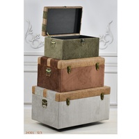 Boîtes décoratives de coffre de rangement en bois recouvert de cuir et de velours pour le rangement et l'organisation à domicile