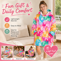 Robe de détente unisexe moderne en flanelle douce, doublée en sherpa, anti-acariens, surdimensionnée, avec capuche, style couverture portable