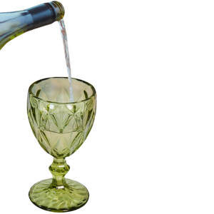 Wholesale Cheap Price Colored Glass Drinkware 300Ml <b>Wine</b> Vintage Crystal Green Diamond Shape Embossed Eco-Friendly <b>Goblet</b> - Product Image 5