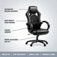 Chaise de jeu en cuir PU avec logo personnalisé, aspect luxueux, ergonomique, siège de course Esports, pivotant à 360 degrés, base métallique, vente en gros