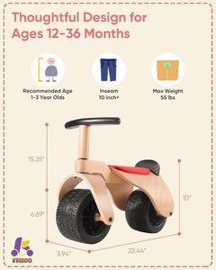 KRIDDO Vélo d'équilibre <span class=keywords><strong>en</strong></span> <span class=keywords><strong>bois</strong></span> pour bébé de 1 an, <span class=keywords><strong>roues</strong></span> larges pour une conduite stable et douce, cadeau de 12 mois à <span class=keywords><strong>3</strong></span> ans - Product Image 6