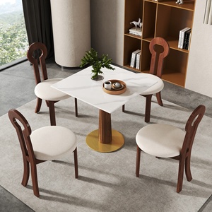 Voxhome Drop Shipping Modern Sintered Stone Square Dining Room Furniture <strong>4</strong> <strong>Seater</strong> <strong>Bistro</strong> Coffee Shop Dining Table Chairs <strong>Set</strong> - Product Image 5