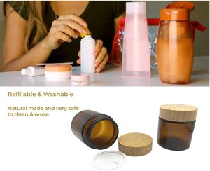 Eco-Friendly PET <b>Plastic</b> Cream <b>Jar</b> 50g-500g Frosted Amber Bamboo Lid for Skin Care Cream Face & Lipstick Cosmetic Use - Product Image 5