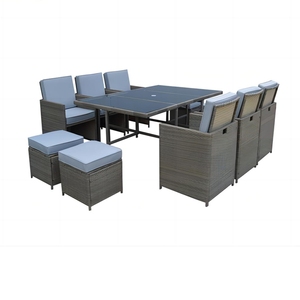 Woven <strong>Rattan</strong> 6 Seats Eco-Friendly <strong>Cube</strong> Farmhouse Dining Table Chairs Set for Garden Living Room Courtyard Hotel Outdoor Use - Product Image 2