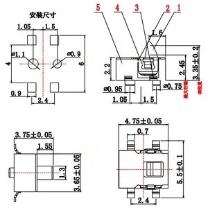 Micro-interrupteur KFC-W-01, interrupteur tactile en forme de tortue 3,5x4,7 mm pour humidificateur (HD-25) / détection - Product Image 4