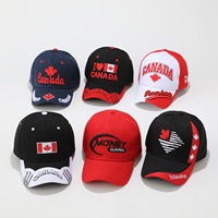 Gorra de Béisbol Ajustable de 6 Paneles de Acrílico con Letras Bordadas de la Bandera de Canadá, Diseño de Hoja de Arce, Unisex, Comercio Internacional