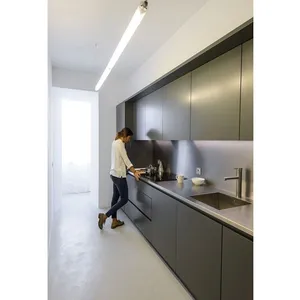 Black Matt Lacquer European Style Bespoke Ready Assemble Modular Islands Handless Cheap Laminated Modern Custom Kitchen Cabinet