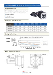 <span class=keywords><strong>Motor</strong></span> de Passo Híbrido de Alta Precisão Hongbaoda 42BYG250-60J Série 42BYG250 1 Nm NEMA 17 24V DC para Automação Industrial - Product Image 4