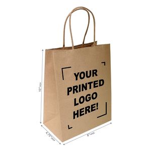 Custom Design Logo Kraft Paper Gift Shopping <b>Clothes</b> Food Takeway Bag with Handles - Product Image 6