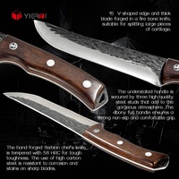 Couteau à désosser en acier forgé à haute teneur en carbone, fait à la main, pour la chasse fixe, couteau à désosser de boucher avec gaine en cuir