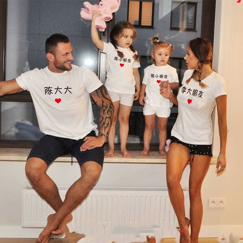 Wholesale advertising stock cotton t-shirt plain blank tee shirts matching family tshirt