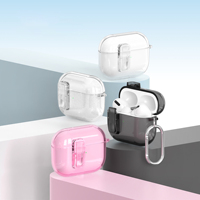 Étui transparent pour écouteurs Airpods 5 4 avec clip de verrouillage sécurisé, antichoc, paillettes, étui transparent pour écouteurs Airpods Pro 3 2
