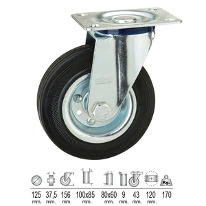 Ruota Industriale in Gomma Nera con Piastra 125 mm. - Product Image 1