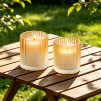 Porte-bougies en verre côtelé vertical, porte-bougies multicolores avec revêtement par pulvérisation pour la décoration de la maison, de la table, des mariages et des fêtes