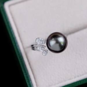 10529 DIY Anneau simple en argent S925, accessoire avec perles rondes de 8-10 mm, support vide pour la décoration d'anneaux en perles - Product Image 3