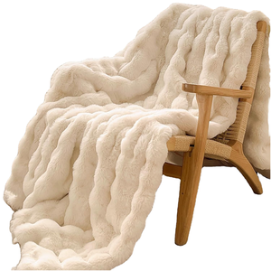 Couverture tricotée en fausse fourrure épaissie de luxe couverture de <span class=keywords><strong>canapé</strong></span> de couleur unie couvre-lit lits d'hiver - Product Image 1