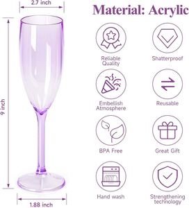 16 Copas de Champán de Plástico Morado, Irrompibles, de Acrílico, Reutilizables, para Brindis, Decoración de Bodas y Fiestas - Product Image 2