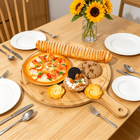 Grande planche ronde en bois personnalisable par gravure laser, plateau à pizza, plateau pour la cuisson, assiettes en bois pour pizza.